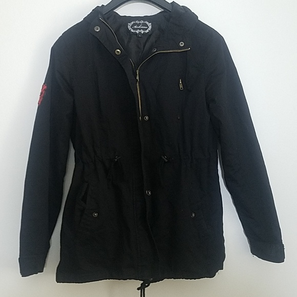Ambiance Jackets & Blazers - Black Cargo Jacket w Heart Patch.